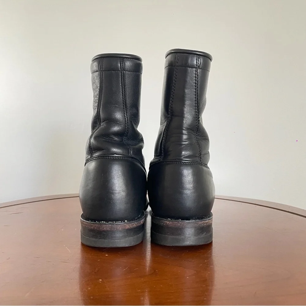 Justin Boots Black Leather Lace-Up Women’s Boots - Picture 4 of 8